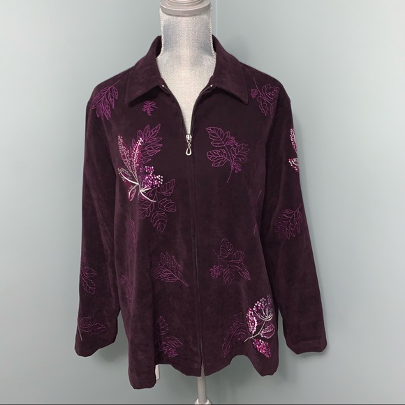 TanJay Jackets & Blazers - Tanjay Embroidered Burgundy zip up blazer size 16